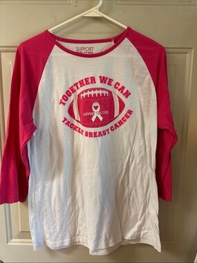 Women's Pink & White Raglan Long Sleeve Tee